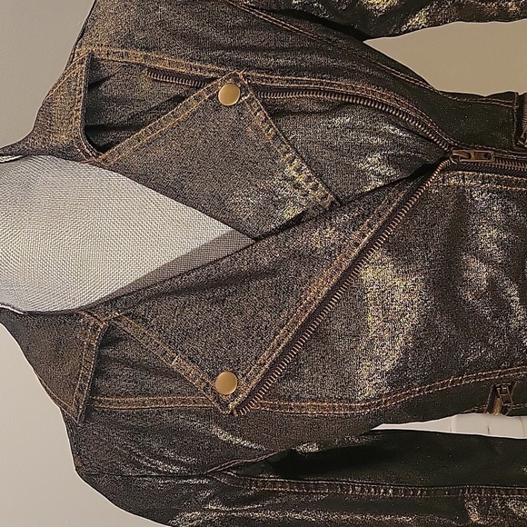 Rock & Republic Women's Foil Denim Motorcycle Jacket, Size: S - Picture 5 of 10